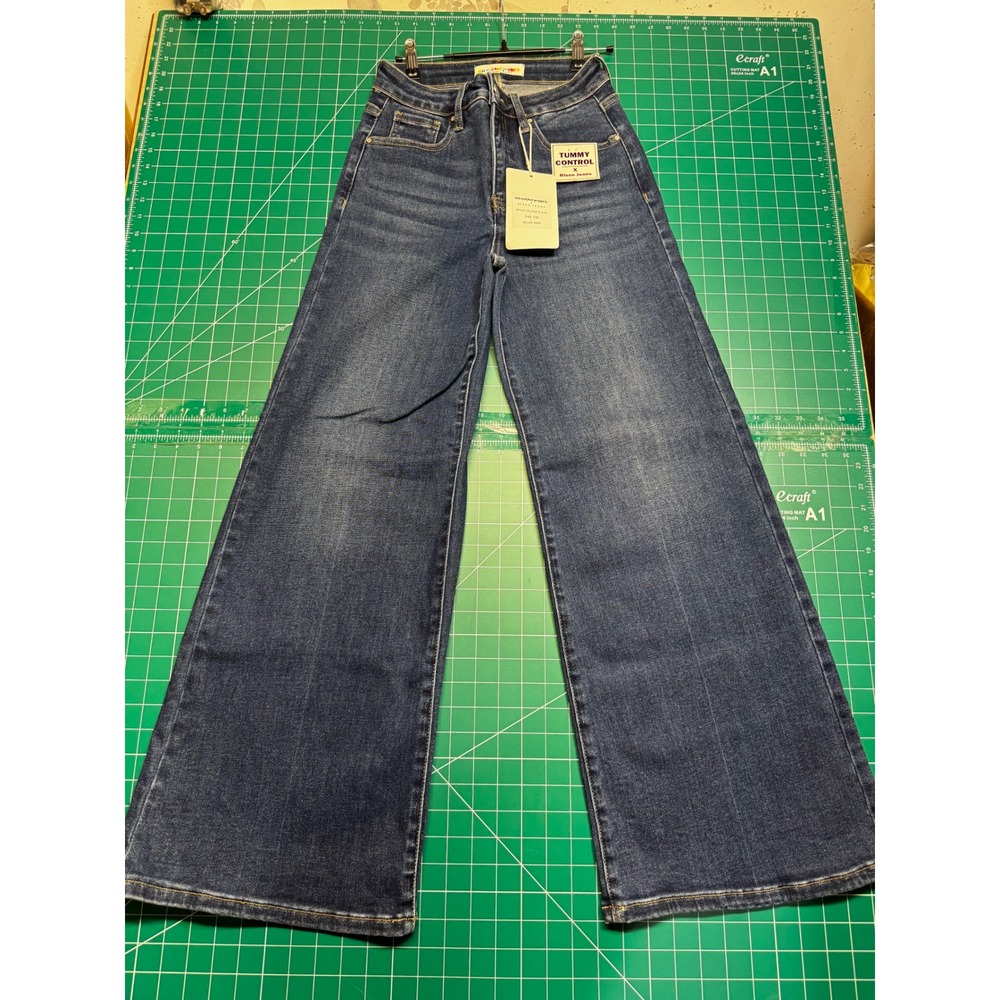 Freckled Poppy x Risen Jeans Tummy Control Wide Leg Dark Wash Jeans 1/25 NEW